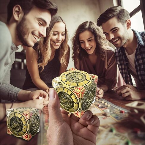 Metal Cube Spinner DND Dice ، Polyhedral Coll -Play 7 في 1 D&D Mystery Dice للأبراج المحصنة وهدايا ألعاب Dragons ، ومكتبي تملقات ARC CORNERS 6 Side Tabletop RPG Accessories لـ DM & Player （YHAG in Kuwait