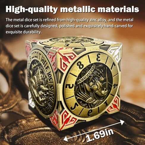Metal Cube Spinner DND Dice ، Polyhedral Coll -Play 7 في 1 D&D Mystery Dice للأبراج المحصنة وهدايا ألعاب Dragons ، ومكتبي تملقات ARC CORNERS 6 Side Tabletop RPG Accessories لـ DM & Player （YHAG in Kuwait