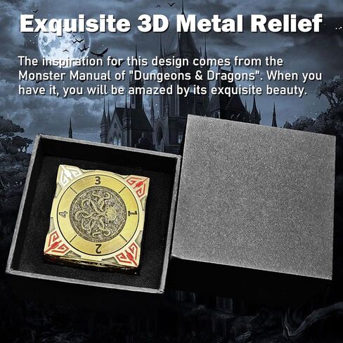 Metal Cube Spinner DND Dice ، Polyhedral Coll -Play 7 في 1 D&D Mystery Dice للأبراج المحصنة وهدايا ألعاب Dragons ، ومكتبي تملقات ARC CORNERS 6 Side Tabletop RPG Accessories لـ DM & Player （YHAG in Kuwait