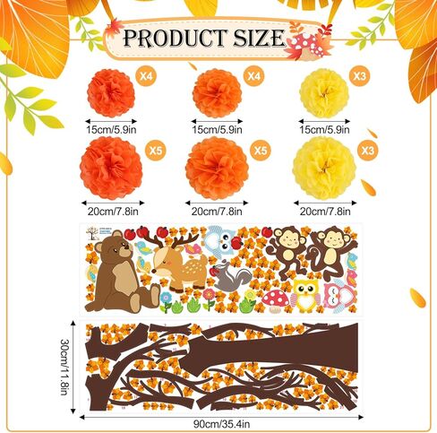 زخارف لوحة نشرة الخريف للفصل الدراسي Fall 3D Tree with Paper Pom Poms Maple Leaf Autumn Autumn Autumn For Thansgiving School Chalkboard Party Home Wall Decor in Kuwait