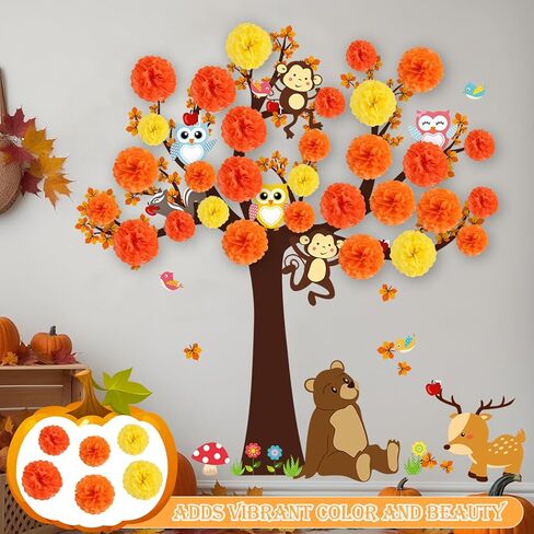 زخارف لوحة نشرة الخريف للفصل الدراسي Fall 3D Tree with Paper Pom Poms Maple Leaf Autumn Autumn Autumn For Thansgiving School Chalkboard Party Home Wall Decor in Kuwait