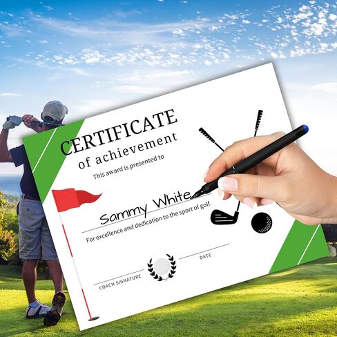 Golf Certificate of Achievement Award 50pk 8.5x11" 1st Place Tournament Most Improved Player Instructor Participation School Sports Winner in Saudi Arabia
