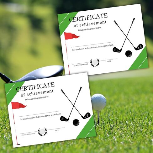 Golf Certificate of Achievement Award 50pk 8.5x11" 1st Place Tournament Most Improved Player Instructor Participation School Sports Winner in Saudi Arabia