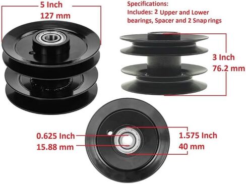 #US Parts Deck Double Pulley 42 Inch for Cub-Cadet LT1018 1517 1527 with Bearings Spacer Clips (fantparts#96251943) in Saudi Arabia