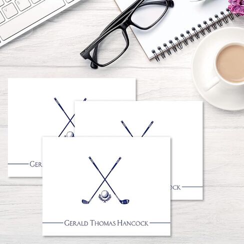 Golf Personalized Note Cards - 24 Cards with White Envelopes, 4¼ x 5½ Inch Size, Blank Stationery, Add Names or Text, For Thank You Notes, Invitations, & Announcements in Saudi Arabia