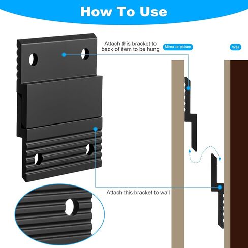 10 Pairs French Cleat Hanger, 2'' Interlocking Aluminum Z Clips Heavy Duty, Wall Mount French Cleat Picture Hanger for Hanging Mirrors Picture Frames Whiteboards Panels Shelves Headboards Art Fram (Bl in Kuwait