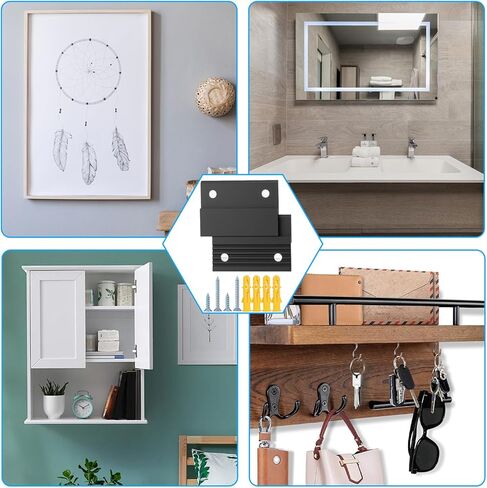 10 Pairs French Cleat Hanger, 2'' Interlocking Aluminum Z Clips Heavy Duty, Wall Mount French Cleat Picture Hanger for Hanging Mirrors Picture Frames Whiteboards Panels Shelves Headboards Art Fram (Bl in Kuwait