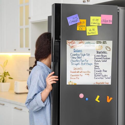 Magnetic Dry Erase Whiteboard for Refrigerators, 18" x 24" White Board on Wall for Organizer and Planner, Kitchen Fridge Shopping List with Marker, Magnetic Eraser and Magnets in Kuwait