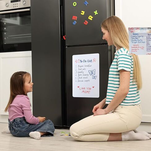 Magnetic Dry Erase Whiteboard for Refrigerators, 18" x 24" White Board on Wall for Organizer and Planner, Kitchen Fridge Shopping List with Marker, Magnetic Eraser and Magnets in Kuwait