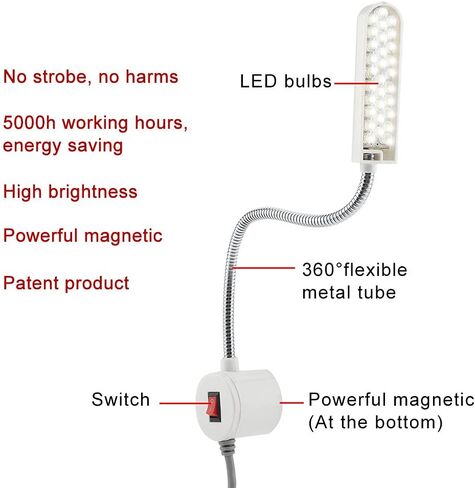 Industrial Lighting Sewing Machine, LED Lights Multifunctional Flexible Work Lamp with Magnetic Mounting Base for Sewing Machine Drill Press in Saudi Arabia