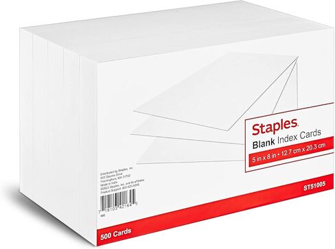 Staples 5-inch x 8-inch Index Cards, Blank, White, 1000/Carton (ST51005-CCVS) in Saudi Arabia