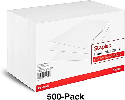 Staples 5-inch x 8-inch Index Cards, Blank, White, 1000/Carton (ST51005-CCVS) in Saudi Arabia