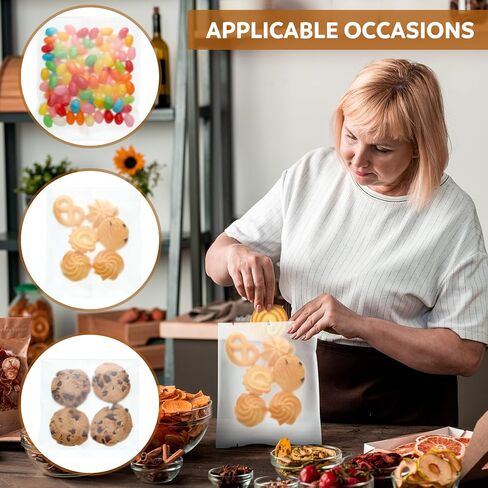yexiya 200 pcs أكياس ستم الكعك الساخن غير اللامعة السيلوفان مسطح أكياس ملفات تعريف الارتباط مع أحجام 4 "× 6" ، 5 "× 7" لمخبز معالجة الحلوى حلوى الحلوى in Saudi Arabia