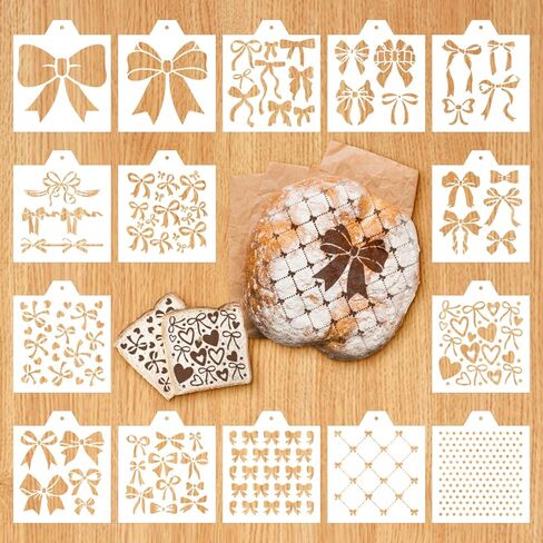 Whaline 15 Pcs Bow Cookie Stencils Coquette Bowknot Airbrush Painting Stencils with Bead Chain Decorative Biscuit Cake Baking Templates for DIY Crafts Birthday Bachelorette Party in Saudi Arabia