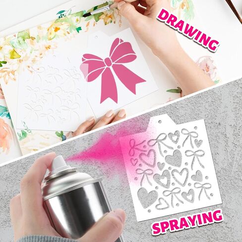 Whaline 15 Pcs Bow Cookie Stencils Coquette Bowknot Airbrush Painting Stencils with Bead Chain Decorative Biscuit Cake Baking Templates for DIY Crafts Birthday Bachelorette Party in Saudi Arabia