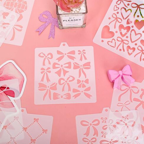 Whaline 15 Pcs Bow Cookie Stencils Coquette Bowknot Airbrush Painting Stencils with Bead Chain Decorative Biscuit Cake Baking Templates for DIY Crafts Birthday Bachelorette Party in Saudi Arabia