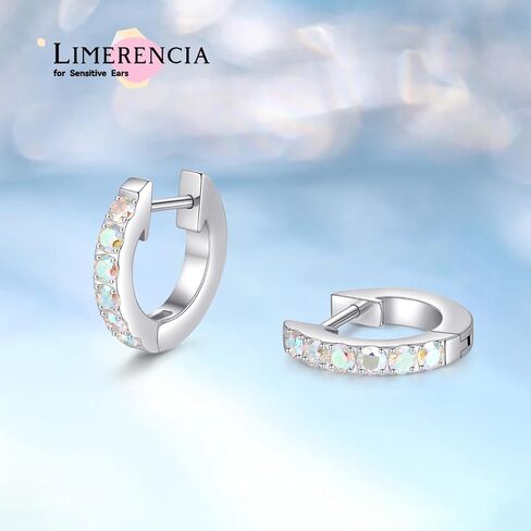 Limerencia هيبوالرجينيك زرع الصف التيتانيوم G23 Huggie هوب الأقراط، 5A مكعب زركونيا الأطواق التيتانيوم النقي للنساء الفتيات آذان الحساسة in Kuwait