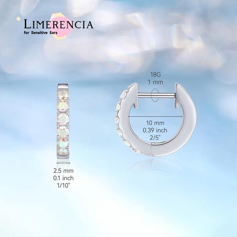 Limerencia هيبوالرجينيك زرع الصف التيتانيوم G23 Huggie هوب الأقراط، 5A مكعب زركونيا الأطواق التيتانيوم النقي للنساء الفتيات آذان الحساسة in Kuwait