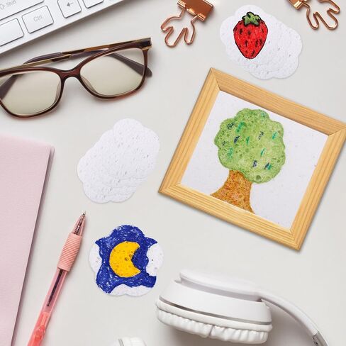 lasuroa 20pcs Magic Foam Texture Paper, Square and Flower Shape Wood Pulp Cotton White Foam Texture Painting Paper for Crafts Artwork 3D Effect Painting in Saudi Arabia