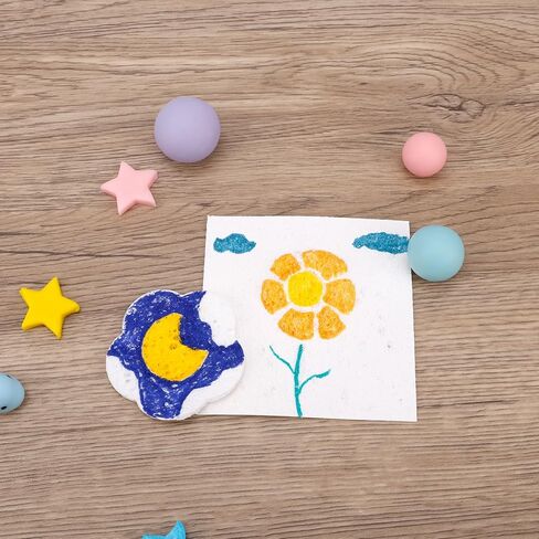 lasuroa 20pcs Magic Foam Texture Paper, Square and Flower Shape Wood Pulp Cotton White Foam Texture Painting Paper for Crafts Artwork 3D Effect Painting in Saudi Arabia