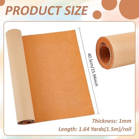 BENECREAT 15.9x59inch Self-Adhesive Leather Stiffener Roll, Leather Bag Liner Craft Supplies for Bag Handmaking, Bonded Sheet for Handbag Reinforcement, Dark Orange, 1mm Thick in Saudi Arabia
