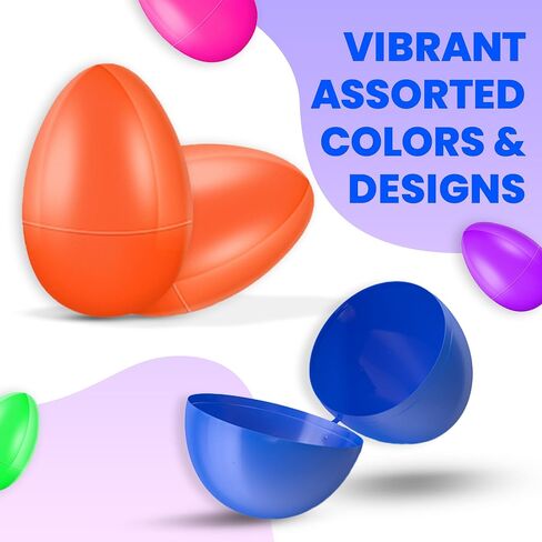 Premium Plastic Easter EggShell-50pcs Vibrant Solid Colors & Printed colorful Fillable Eggs,Ideal for Gift Surprises,Celebration Giveaways,School Rewards & Festive EggHunts (Vibrant Solid Colors Eggs) in Saudi Arabia
