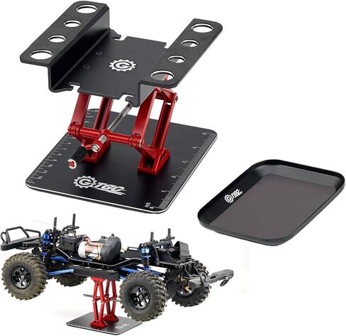 RC Car Adjustable Height Work Stand with Screwed Tray Made of Aluminum Alloy Suit for TRX4M Axial Arrma Redcat Losi Etc 1/8 1/10 1/12 1/14 1/16 1/18 RC Car Tool Set (Red) in Kuwait