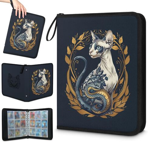 Card Binder 9 -Pocket - 900 Abomets Card Aullder مع 50 أكمام قابلة للإزالة لبطاقات الحجم القياسية - مثالية لبطاقات التداول القابلة للتحصيل - TCG Binder - هدية للبنين والبنات (CAT) in Kuwait