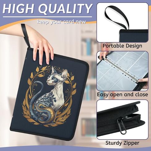 Card Binder 9 -Pocket - 900 Abomets Card Aullder مع 50 أكمام قابلة للإزالة لبطاقات الحجم القياسية - مثالية لبطاقات التداول القابلة للتحصيل - TCG Binder - هدية للبنين والبنات (CAT) in Kuwait