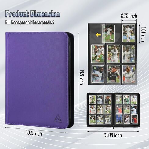 9 Pocket Card Binder - 540 Capacity with Zip Closure Premium, Double-Sided,Sturdy & Sleek PU Leather Protector for MTG, TCG, Sport & Collectible Cards (Black) in Kuwait