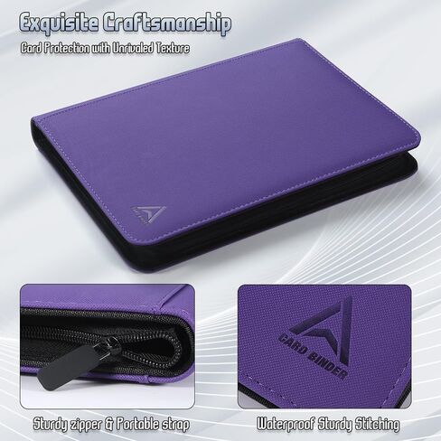 9 Pocket Card Binder - 540 Capacity with Zip Closure Premium, Double-Sided,Sturdy & Sleek PU Leather Protector for MTG, TCG, Sport & Collectible Cards (Black) in Kuwait