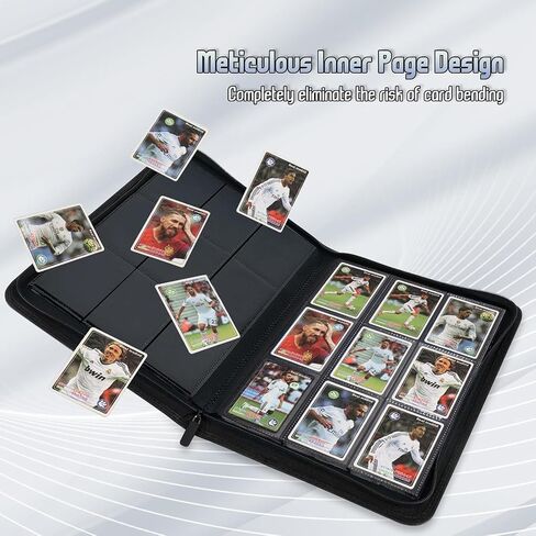 9 Pocket Card Binder - 540 Capacity with Zip Closure Premium, Double-Sided,Sturdy & Sleek PU Leather Protector for MTG, TCG, Sport & Collectible Cards (Black) in Kuwait