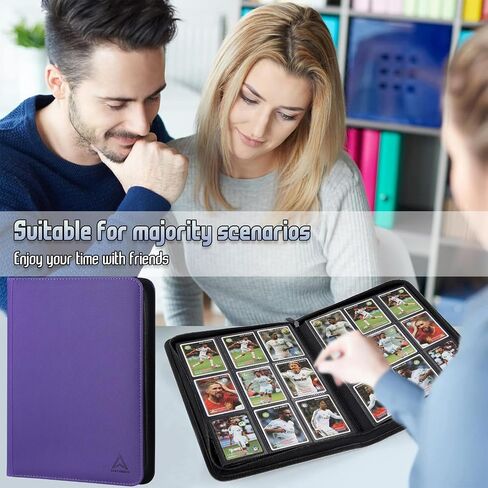 9 Pocket Card Binder - 540 Capacity with Zip Closure Premium, Double-Sided,Sturdy & Sleek PU Leather Protector for MTG, TCG, Sport & Collectible Cards (Black) in Kuwait