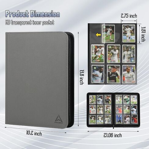 9 Pocket Card Binder - 540 Capacity with Zip Closure Premium, Double-Sided,Sturdy & Sleek PU Leather Protector for MTG, TCG, Sport & Collectible Cards (Black) in Kuwait