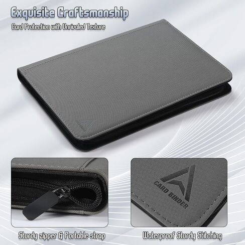 9 Pocket Card Binder - 540 Capacity with Zip Closure Premium, Double-Sided,Sturdy & Sleek PU Leather Protector for MTG, TCG, Sport & Collectible Cards (Black) in Kuwait