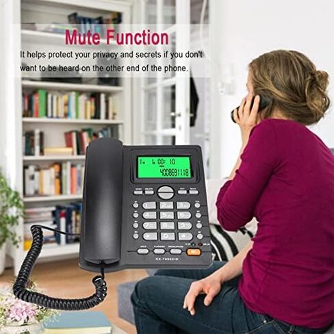 Clear Sound Caller ID Display Landline Telephone with Mute Function & Fast Dialing, Wide Application for Home Office Phone (Black) in Saudi Arabia