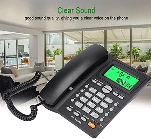 Clear Sound Caller ID Display Landline Telephone with Mute Function & Fast Dialing, Wide Application for Home Office Phone (Black) in Saudi Arabia