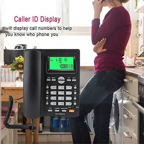 Clear Sound Caller ID Display Landline Telephone with Mute Function & Fast Dialing, Wide Application for Home Office Phone (Black) in Saudi Arabia