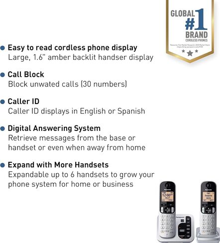Panasonic KX-TGC222B Answering System with 2 Handsets (Renewed) (KX-TGC222S BLACK) in Saudi Arabia