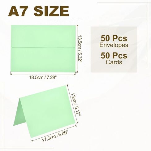 PATIKIL 50Pack Grass Green 5x7 Blank Cards and Envelopes, Self Seal A7 Envelopes with Folded Cardstock Small for Greeting Cards Wedding Greeting Birthday Invitations Letter Mailing in Saudi Arabia