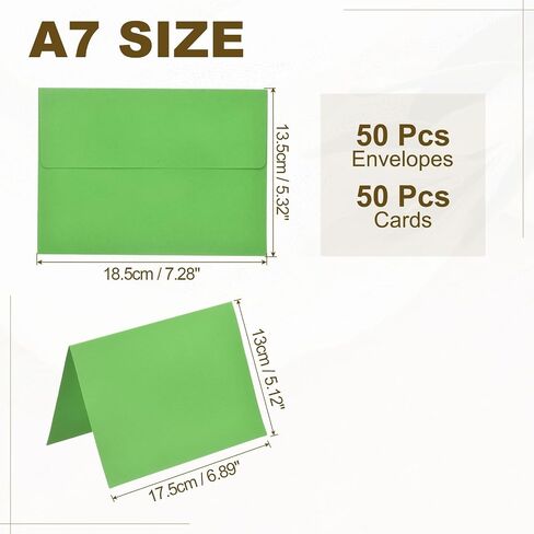 PATIKIL 50Pack Grass Green 5x7 Blank Cards and Envelopes, Self Seal A7 Envelopes with Folded Cardstock Small for Greeting Cards Wedding Greeting Birthday Invitations Letter Mailing in Saudi Arabia