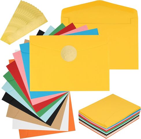 100 Pack A6 / 4x6 Invitation Envelopes, Multicolor Colored Envelopes for Greeting Cards, Photos, Invitations - with Gold Stickers in Saudi Arabia