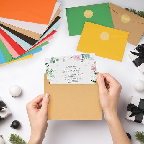 100 Pack A6 / 4x6 Invitation Envelopes, Multicolor Colored Envelopes for Greeting Cards, Photos, Invitations - with Gold Stickers in Saudi Arabia