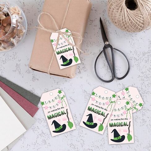 Magical Witch Party Thank You Tag, 50 Pcs Magic Theme Thank You Lables, 2x3 Inch Gift Tags with String for Birthday Baby Shower, Birthday Party Decoration-A20 in Saudi Arabia