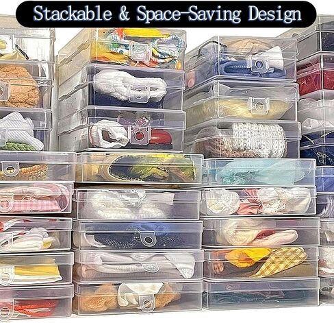 10-Pack Modern Clear Doll Clothes Storage Boxes with Labels - Organizer Bins for 4-8 Inch Plush Doll Dress Up, Outfits, Shoes & Hair Clips in Saudi Arabia