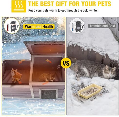 Aivituvin المعزول في الهواء الطلق Cat House مقاومة للماء خارج ملجأ القط الوحشي لفصل الشتاء 100 ٪ معزول in Kuwait