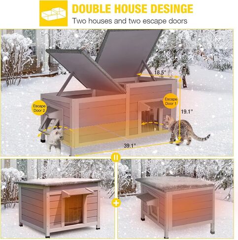 Aivituvin المعزول في الهواء الطلق Cat House مقاومة للماء خارج ملجأ القط الوحشي لفصل الشتاء 100 ٪ معزول in Kuwait