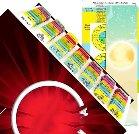 Index Tabs for 2020 National Electrical Code Colored, 120 Printed Laminated Waterproof Tabs, (Book Not Included) with Wire Chart and Formula Guide, & 2 Ohm's Law Stickers, Alignment Guide in Kuwait