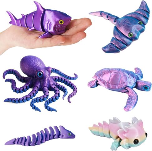 3D Printed Sea Animals Toys - 12Pcs Larger Articulated Fidget Toys for Kids - Flexible Ocean Creatures for Birthday Party Favors Goodie Bags Desk Decor- Fun Educational Gift for Boys & Girls in Saudi Arabia