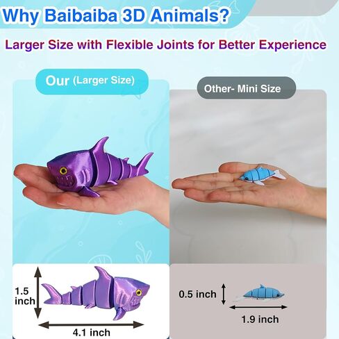 3D Printed Sea Animals Toys - 12Pcs Larger Articulated Fidget Toys for Kids - Flexible Ocean Creatures for Birthday Party Favors Goodie Bags Desk Decor- Fun Educational Gift for Boys & Girls in Saudi Arabia